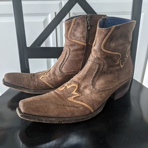 Mark Nason 67301 western suede ankle boots men's size 9.5 brown trendy Italy